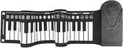 49 Keys Roll Up Piano Foldable Portable Hand Roll Piano with Built-in Loudspeaker for/Adults/Beginners Black and White One Size
