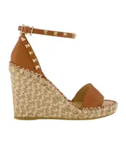 Valentino Garavani Rockstud Open Toe Wedged Sandals 36,40,41 camel