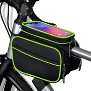 Bike Frame Bag Waterproof Top Tube Bike Bag Cycling Accessories Bike Pouch Touch Screen Bike Cell Phone Bag-Green