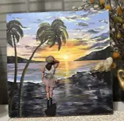 The sunrise-Pebble art,paint,craft,original from Miranda P. 12/12/1 inch
