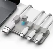 Dacobay Magnetic Cable Management, Cable Holder for Desktop Multipurpose Cord Keeper, 5 Clips(OD 3.0-4.2mm) for Lightning, USB-C, Micro Cable, Other Wires, Sticks to Wood, Marble, Metal, Glass (Grey)