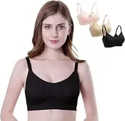 [YAFENG] Pregnant Women’s Nursing Bras Wireless Bra Seamless Maternity Bra Breastfeeding with Front Opening Buckle - 3 Packs