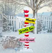 Whoville Sign Grinch - Hand Painted Yard Art - Christmas - Outdoor or Indoor