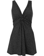 [Miraclesuit Swim] Pin Point Marais Short Shaping Swimdress DD-Cup in Black/White
