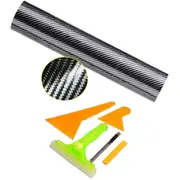 Ozoffer Gloss Black 6D Carbon Fibre Fiber Vinyl Car Wrap Air Release Film&Tinting Tools