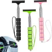 Window Squeegee Cleaner,Telescopic Long Handle Car Side Mirror Squeegee,YQQZQ 3 Packs Long Handle Car Cleaning Tool Mirror Glass Mist Cleaner