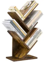 Hoctieon 4 Tier Tree Bookshelf, 4 Shelf Bookcase, Modern Book Storage, Free S...