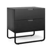Dante 55cm Black Oak 2 Drawer Bedside Table