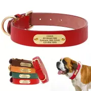 Leather Personalised Dog Collar Adjustable Custom Engraved Name ID Tag Collars