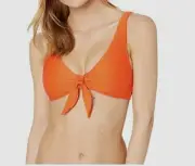 NWT $125 Seafolly Women's Orange Tie Front Bikini Crop Top Swimwear USA Size 8