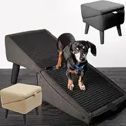 Dog Ramp for Bed Couch, Split Ottoman Dog Ramp, Pet Steps to Get on Sofa, Foldable Dogs Rampp for Couch & Bed -25.6" (L) x 13.77" (H), for Senior Small Dogs and Older Cats (Khaki, 33×18×14.5'', 3)
