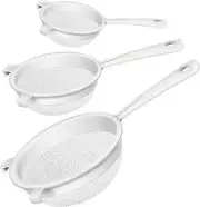 3 Pcs Plastic Nylon Mesh Strainer Colander with Handle Double Ear Fine Food for