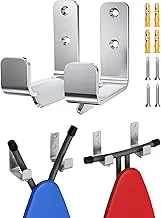 MUSVOH Ironing Board Wall Hook Modern Wall Mount Ironing Board Hanger for Laundry Rooms Rack Hanging Shelf Hanger Stainless Steel, 1 Pack Silver