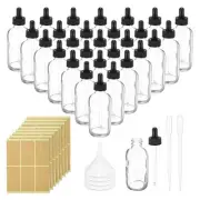 48Pcs 120ml Glass Dropper Bottle with Eye Dropper Labels Funnel Clear