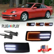 2X Smoked Switchback LED Front Bumper Signal Lights For 90-96 Nissan 300ZX Z Z32 (for: Nissan)