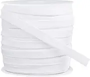 BENECREAT 27 Yards White Flat Drawstring Cord, Double Layer Soft Hollow Cotton Rope for Garment Accessories, 0.43inch