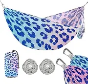 Cheetah Fur Skin Gradient Blue 330lb Capacity Outdoor Hammocks with Tree Straps Tree Hammock for Camping & Hiking Essential hamacas para adultos