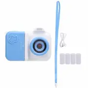 (Blue White) Print Camera 2.4 Inch IPS HD Screen Double Lens Selfie