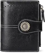 [SENDEFN] Women's Wallet Genuine Leather RFID Blocking Short Wallet with 16 Card Slots