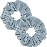 AJOIHASP Pack of 2 Large Women Hair Bobbles Velvet Hair Scrunchies Rubber Bands Colourful Elastic Hair Bands for Girls Women Hair Accessories (Grey)
