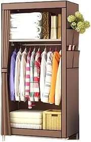 Organizer Wardrobe Closet Portable Closet Shelves with Adjustable Legs, Non-Woven Fabric Clothes Cover and, Sturdy and Durable (Color : D) (Argento)