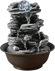 Tabletop Water Fountain Tabletop Fountain Resin Rock Waterfall Meditation Fountain Indoor Relax Desktop Fountain for Office Home Bedroom, L8.0×W8.0×H10.2 Office Relaxation Meditation Fountain