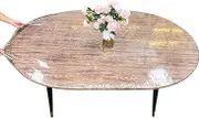 Clear Vinyl Oval Fitted Tablecloth Elastic Edged Table Cloth Waterproof Oil-Proof Plastic Cover Best for 48''x68'' Oval Table Only