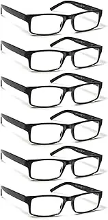 BIENCOOL 6 Pack Reading Glasses Traditional Frames for Men and Women Readers with Spring Loaded Hinges