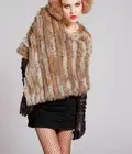 Womens Real Fur Shawl Cloak Scarf Tops Pullover Coat Women's Scarf Outwear