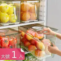 在飛比找momo購物網優惠-帶手把可瀝水式廚房冰箱記時保鮮盒食材收納盒(大號1入)