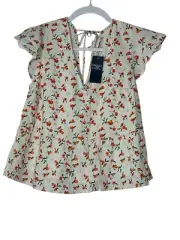 Abercrombie & Fitch Top Womens XS Linen Blend Flutter Sleeve Blouse New
