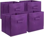 [DII] Foldable Fabric Storage Containers for Nurseries, Offices, Closets, Home Décor, Cube Organizers & Everyday Storage Needs, (Large - 11 x 11 x 11) Eggplant - Set of 4