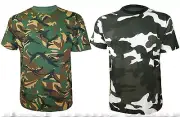 MENS CAMOUFLAGE ARMY PRINT COMBAT MILITARY CASUAL TOP T-SHIRTS SIZES S - XL