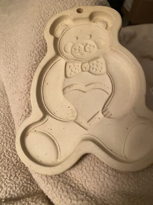 Pampered Chef Teddy Bear Cookie Chocolate Mold 1991 Stoneware Bakeware Family
