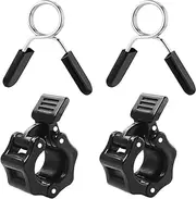 Vekol Barbell Clamps, Stainless Steel Spring Collar Clips and ABS Locking Barbell Collar, Pack of 4 Exercise Collars Quick Release Fitness Bar Clips Weight Lifting Dumbbell Weight Bar Clamps
