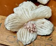 vintage velvet millinery flowers 2.25" hand wrapped cream 1pc Czechoslovakia