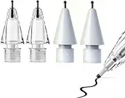 Replacement Pencil Tips for Apple Pencil Pro 2nd/1st Gen USB-C and Logitech Crayon Digital Pencil - Noiseless iPad Pro Pencil Sets (4B&2B) With Case - White