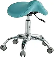 Saddle Stool with Wheels,Ergonomic Rolling Chair with Hydraulic Lift,Adjustable Height 49-64cm,for Salon Massage Tattoo and Office(Blue)
