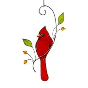 REAL Glass Art Stories Red Cardinal Stained Glass Suncatcher Stained Glass Gift