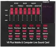 V8plus Voice Changer Sound Mixer Board for Live Sound Card Multiple Sound Effects o Mixer Singing Equipment Black M