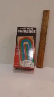 Wooden 3-Track Color Coded Folding Cribbage Board Game w/Cribbage Board Pegs