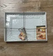 Rectangular centerpiece textured glass Serving tray Platter