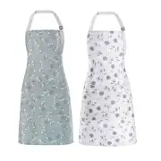 Apron for Women with Pockets, 2 PCs Waterproof Floral Apron with Adjustable