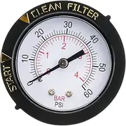 190059 Rear Mount Pressure Gauge Replacement for Pen-tair Pool/Spa Valve and Filter, Pool Filter Pressure Gauge