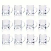 12PCS Mini Beer Mug & Shot Glass Set - Premium Clear Steins with Handles for Shots, Beers & Whiskey Tasting - Perfect for Festive Birthday BBQs, Ba...