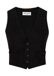 Saint Laurent Pinstriped Wool-blend Waistcoat - Black - 40 (UK12 / M) 40 (UK12 / M)