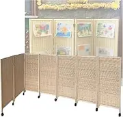 3/4/5/6/7/8 Panel Portable Folding Folding Screen,Short Room Divider,Hand Woven Easy to Install,for School Kindergarten(120x40cm-7panel)