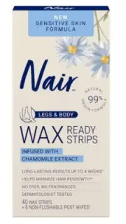 Nair Wax Ready Strips for Legs & Body, Chamomile Extract 40 Ct 022600001584VL