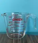 New Pyrex 2 Cup Glass Measuring Cup Red Letter Open End Handle, A-35