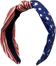 BELLIFFY American Flag Knotted Headband for Women Twisted Wide Hairband Comfortable and Stylish Patriotic Accessory for Independence Day Celebrations and Everyday Wear